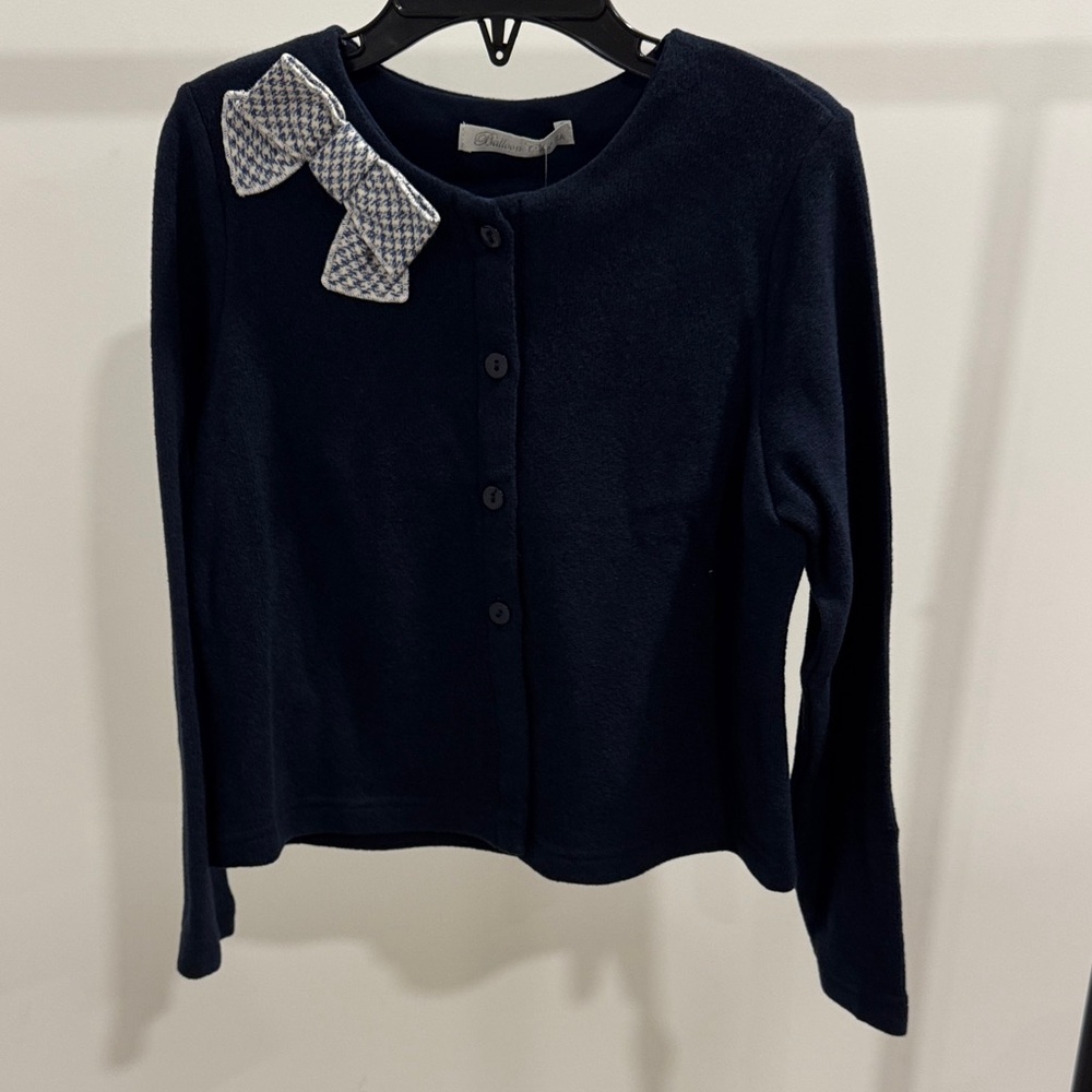 Navy Blue Kids Sweater with Bow Accent